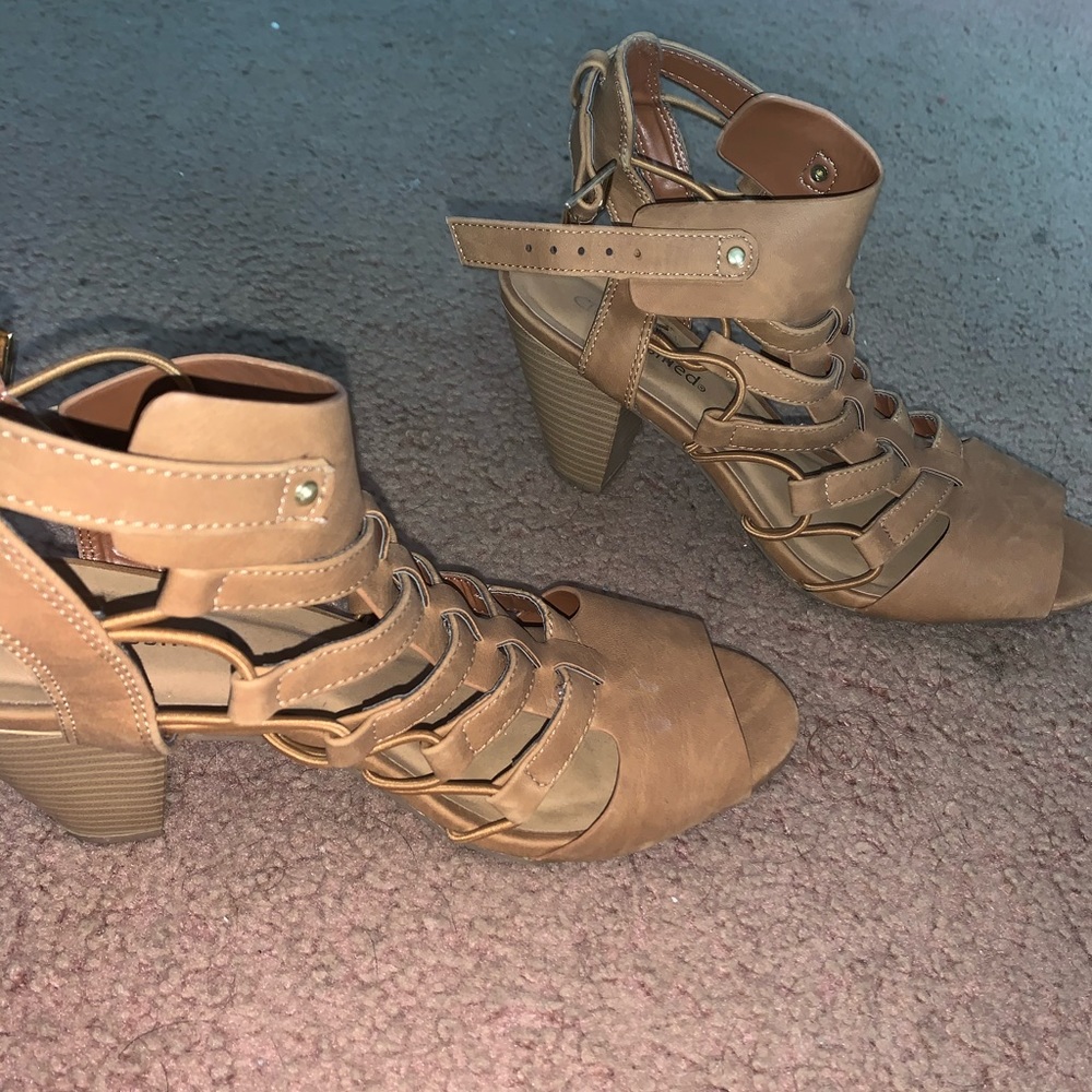 cute tan high heels